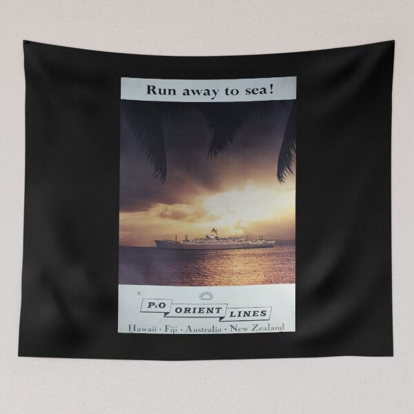 Item preview, Run away to Sea vintage travel poster designed and sold by stickart-marek.