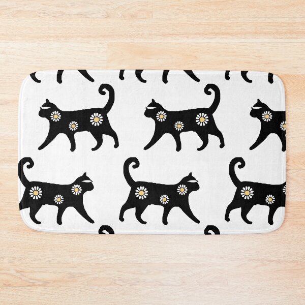 Item preview, black cat floral pattern cute seamless designed and sold by Nabojit.