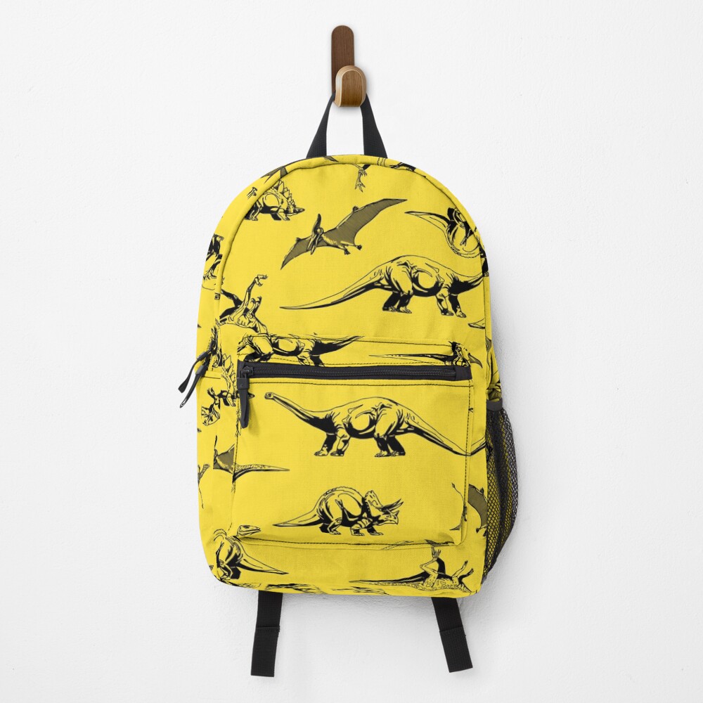 Dinosaurs on Yellow Background Backpack
