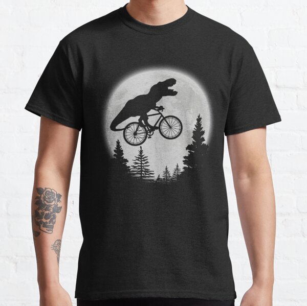 T-Rex vélo lune vélo dinosaure équitation vélo drôle vélo T-shirt classique