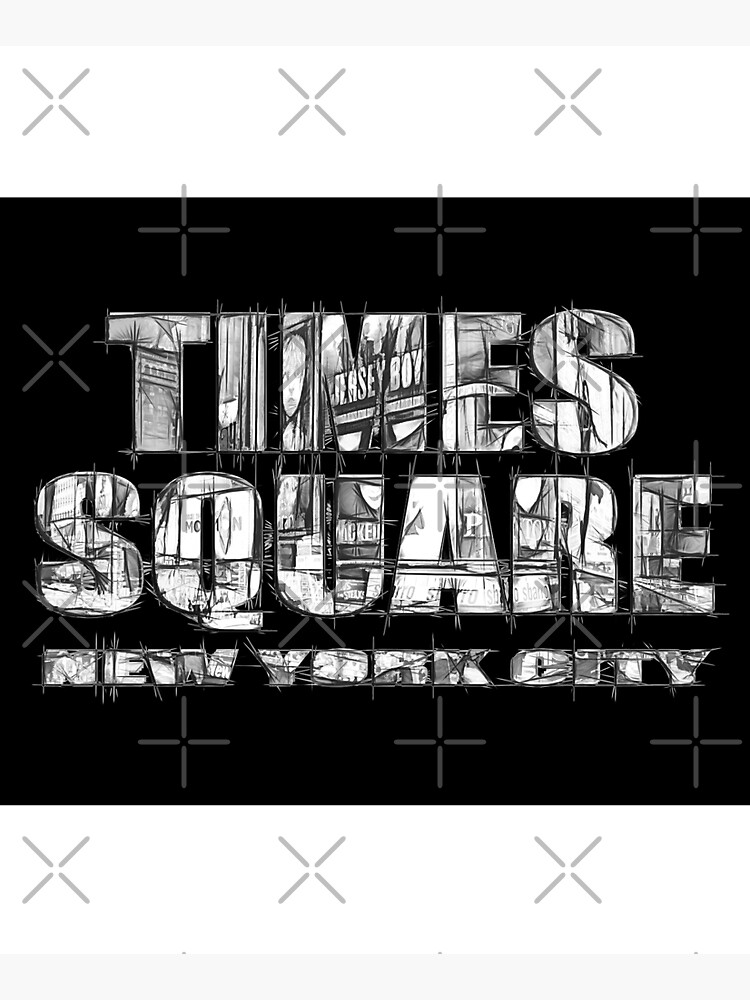 Times Square New York City (B&W marker sketch on black) by RayW