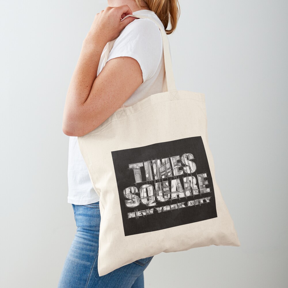 Times Square New York City (B&W marker sketch on black) Tote Bag