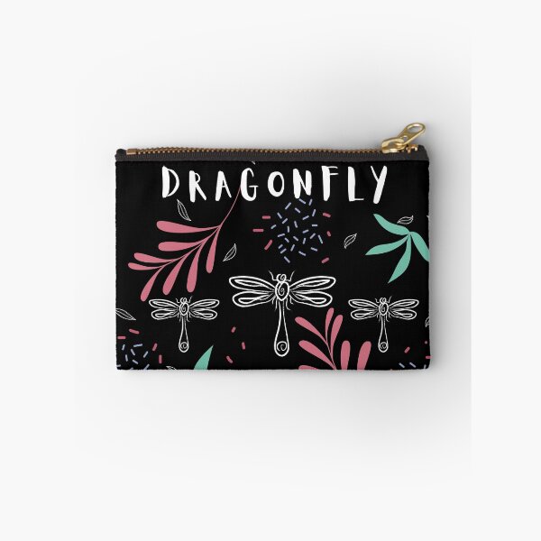 Item preview, line art dragonfly floral black background designed and sold by Nabojit.