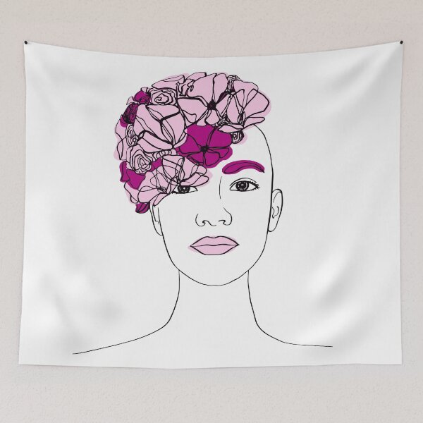 Item preview, Flower Girl Line Art Woman Portrait designed and sold by artsandsoul.