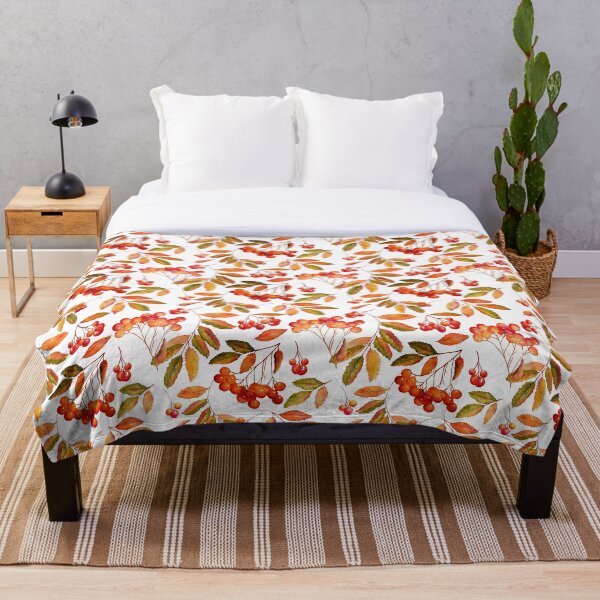 Item preview, Autumn seamless pattern with watercolor rowan branches designed and sold by AsyaTury.