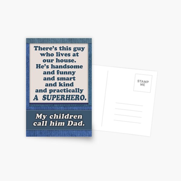 Happy Father's Day, Superhero Dad, from wife / mom Postcard