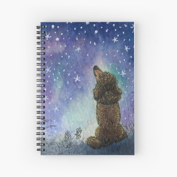 Item preview, Poodle dog gazing at starry night sky, looking for inspiration designed and sold by SusanAlisonArt.