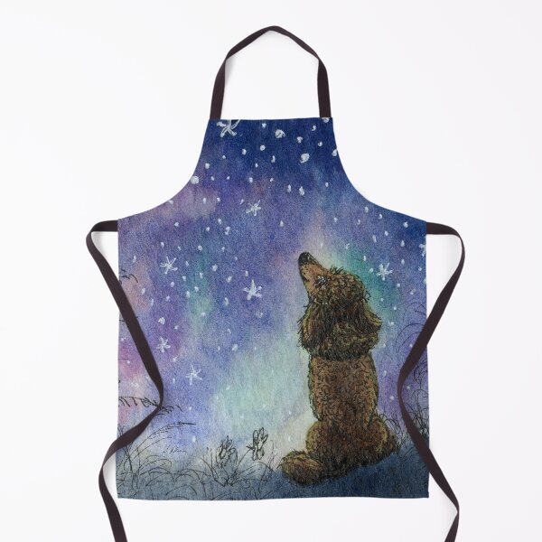Item preview, Poodle dog gazing at starry night sky, looking for inspiration designed and sold by SusanAlisonArt.