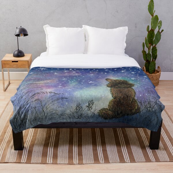 Item preview, Poodle dog gazing at starry night sky, looking for inspiration designed and sold by SusanAlisonArt.