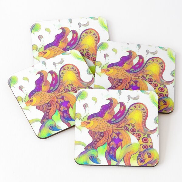 Item preview, Multicolour abstract fish painting with doodle art patterns designed and sold by Sonia dutta_art.