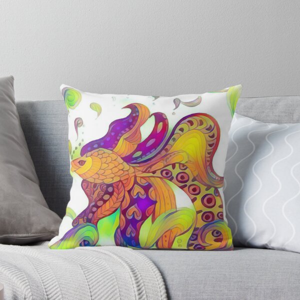 Item preview, Multicolour abstract fish painting with doodle art patterns designed and sold by Sonia dutta_art.