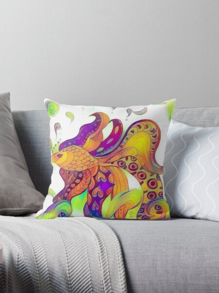 Item preview, Multicolour abstract fish painting with doodle art patterns designed and sold by Sonia dutta_art.