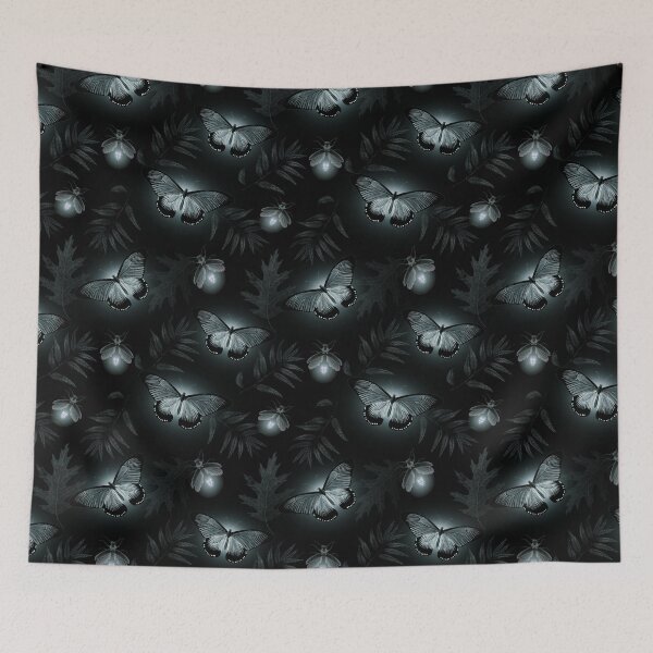Item preview, Autumn firefly and moth black and white designed and sold by BlueMothShop.