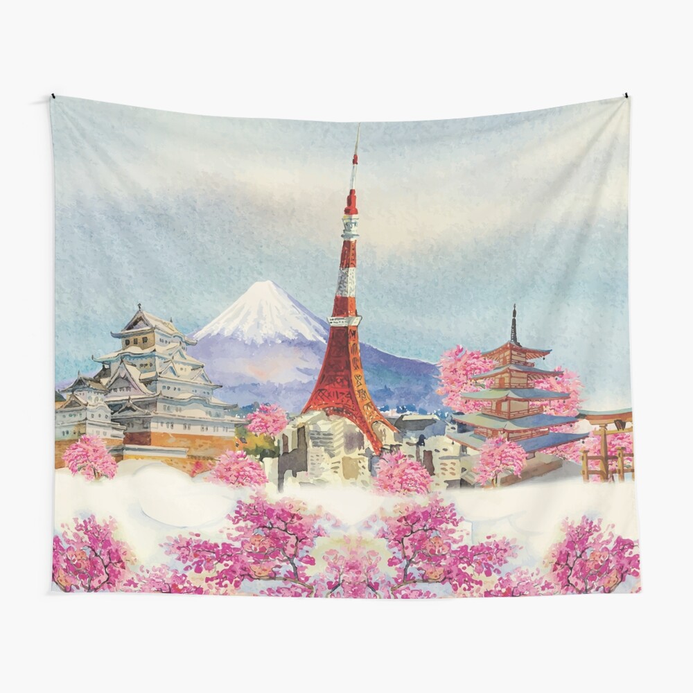 Amazing Japanese Landscape Painting Tapestry By Renju1902 Redbubble