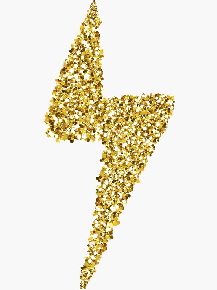"gold glitter lightning bolt " Sticker for Sale by rubyw13 Redbubble