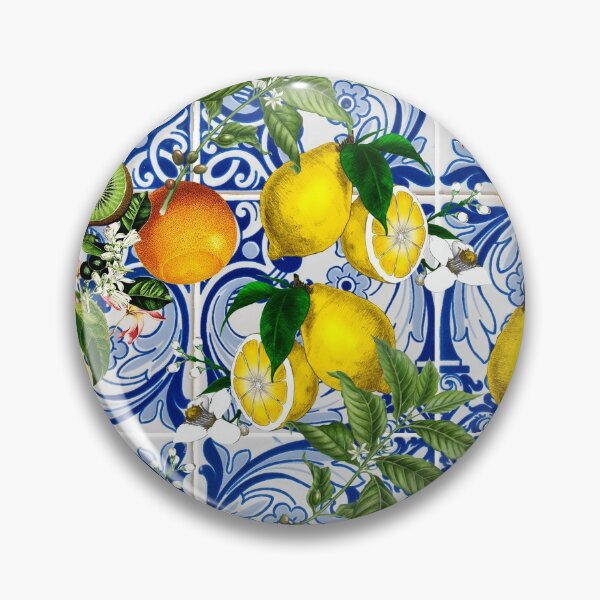 Item preview, Mediterranean Lemon on Blue Ceramic Tiles designed and sold by kapotka.