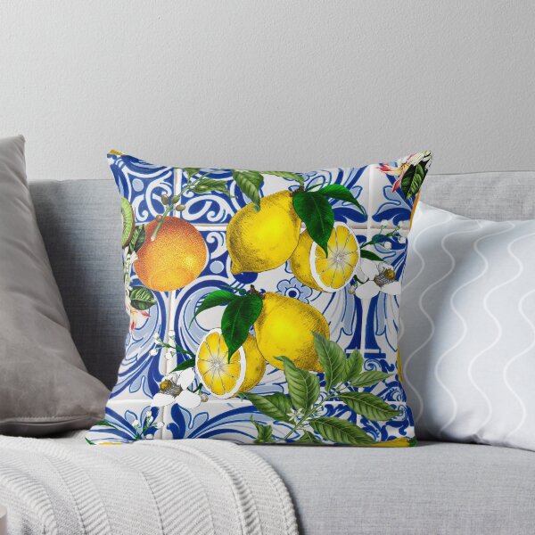 Item preview, Mediterranean Lemon on Blue Ceramic Tiles designed and sold by kapotka.