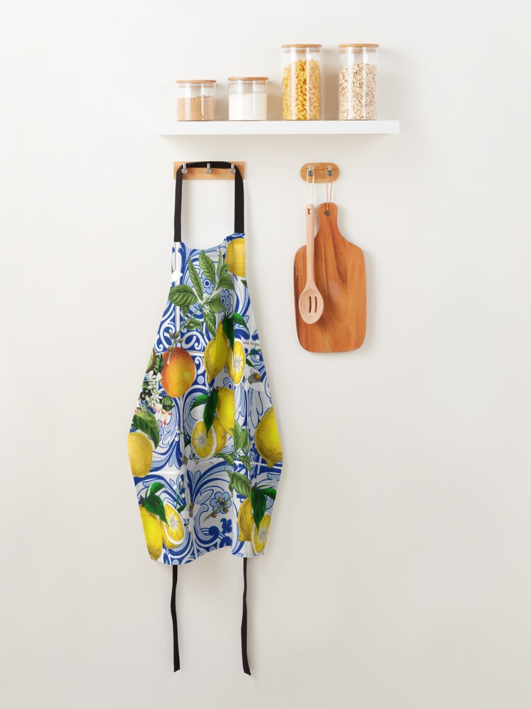 Alternate view of Mediterranean Lemon on Blue Ceramic Tiles Apron
