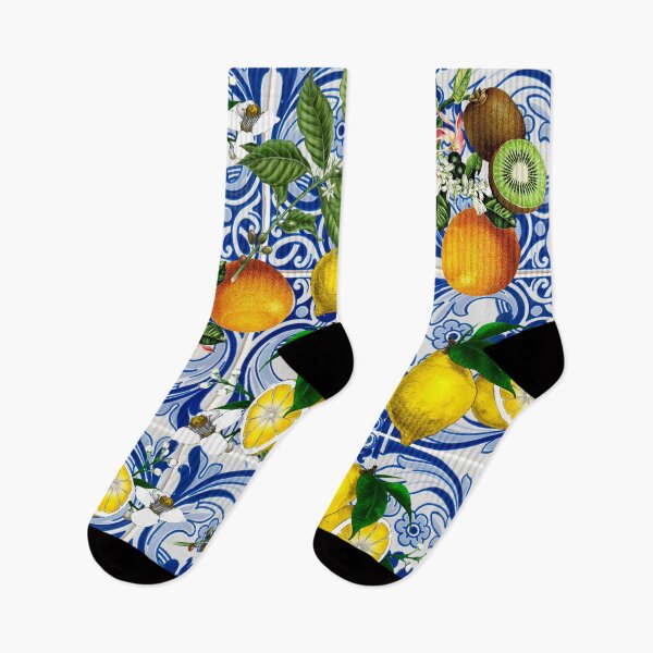Item preview, Mediterranean Lemon on Blue Ceramic Tiles designed and sold by kapotka.