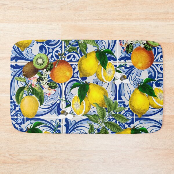 Item preview, Mediterranean Lemon on Blue Ceramic Tiles designed and sold by kapotka.