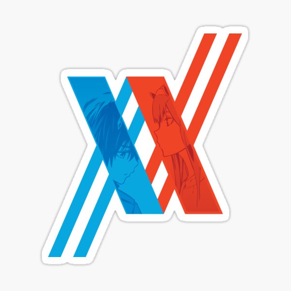 Darling in The FranXX Logo, Hiro and Zero Two (002) Sticker