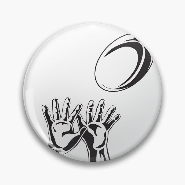 Item preview, Rugby Player Hand Catching Line-out Ball Retro Black and White designed and sold by patrimonio.