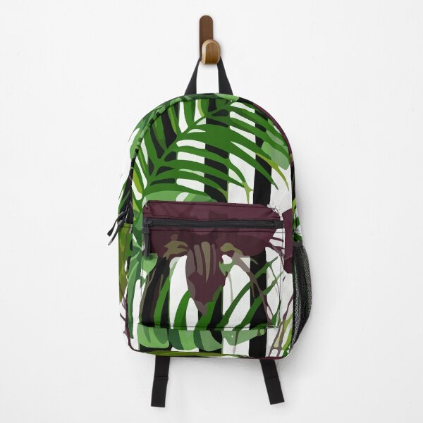 Exotic jungle with monstera palm leaves Backpack