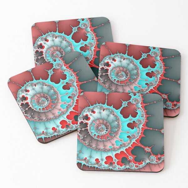 Item preview, Turquoise and Red Spiral Abstract designed and sold by Bright and Shiny NYC.