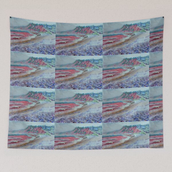 Item preview, Budleigh Salterton Devon red cliffs pebble beach painting designed and sold by MikeJory.