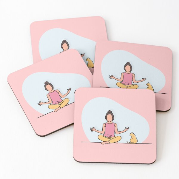 Item preview, YOGA PRACTICE WITH CAT Auspicious Pose designed and sold by Trio's Stuff.