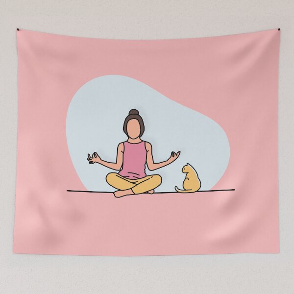 Item preview, YOGA PRACTICE WITH CAT Auspicious Pose designed and sold by Trio's Stuff.