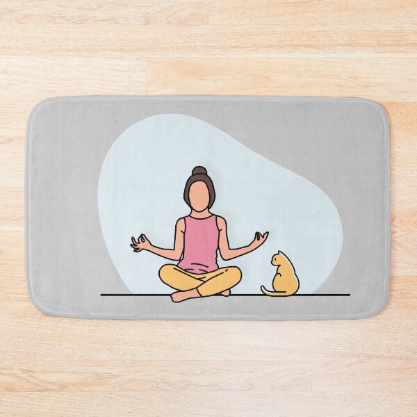 Item preview, YOGA PRACTICE WITH CAT Auspicious Pose designed and sold by Trio's Stuff.