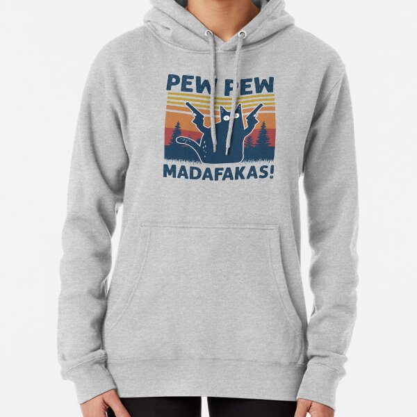 Vintage Retro Black Cat Pew Pew Madafakas! funny cat pew pew madafakas Pullover Hoodie
