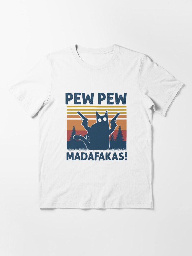 Alternate view of Vintage Retro Black Cat Pew Pew Madafakas! funny cat pew pew madafakas Essential T-Shirt