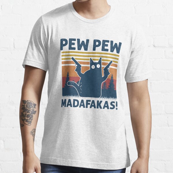 Vintage Retro Black Cat Pew Pew Madafakas! funny cat pew pew madafakas Essential T-Shirt