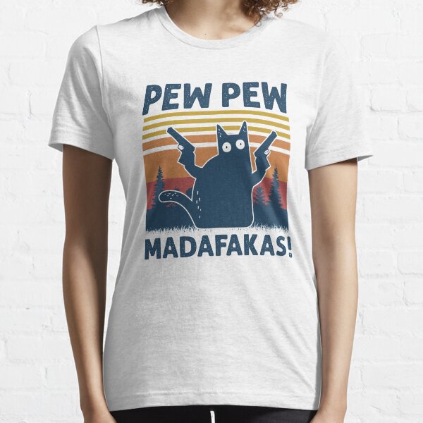 Vintage Retro Black Cat Pew Pew Madafakas! funny cat pew pew madafakas Essential T-Shirt