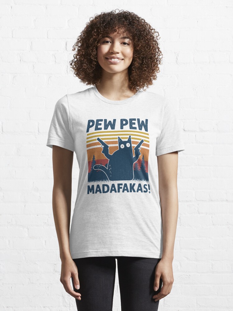 Alternate view of Vintage Retro Black Cat Pew Pew Madafakas! funny cat pew pew madafakas Essential T-Shirt