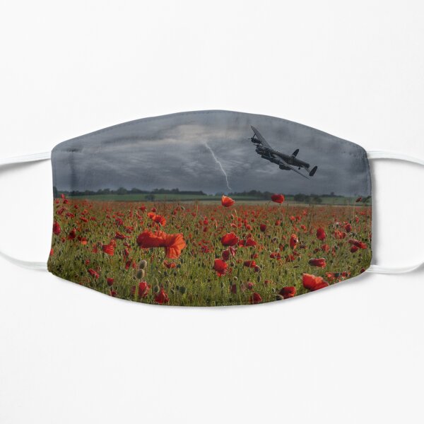 Lancaster Bomber Over A Poppy Field Flat Mask