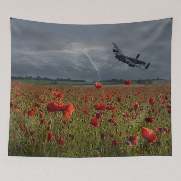 Item preview, Lancaster Bomber Over A Poppy Field designed and sold by rawshutterbug.