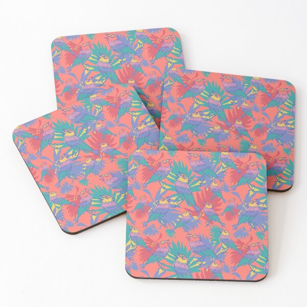 Item preview, song birds in tropical jungle colorful orrange pattern designed and sold by EarthyPlanty.