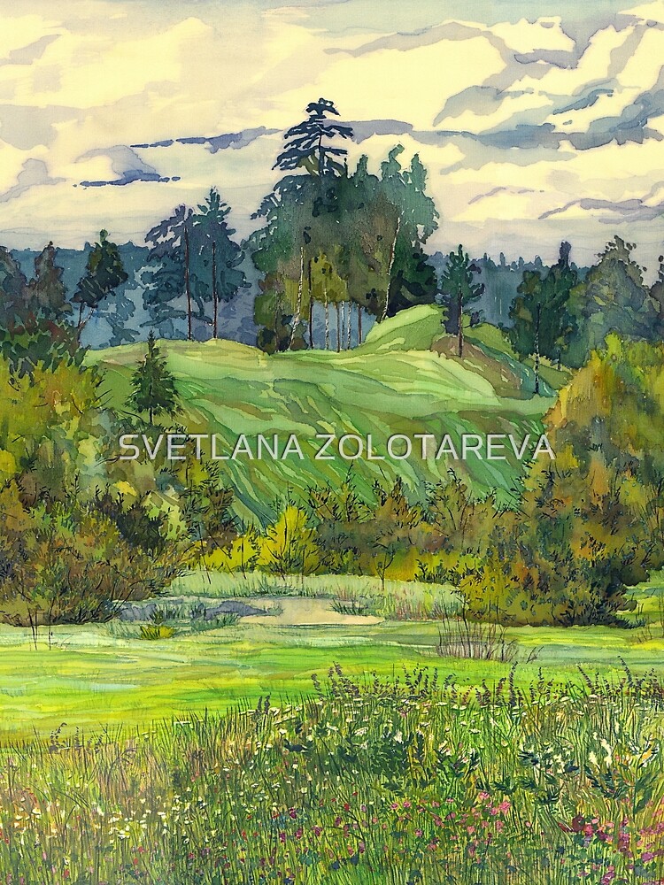 Pines painting watercolor by SVZOLOTAREVA