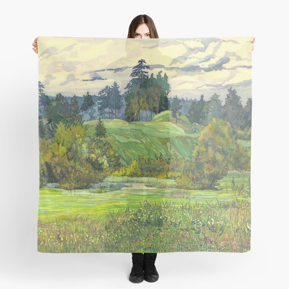 Pines painting watercolor Scarf
