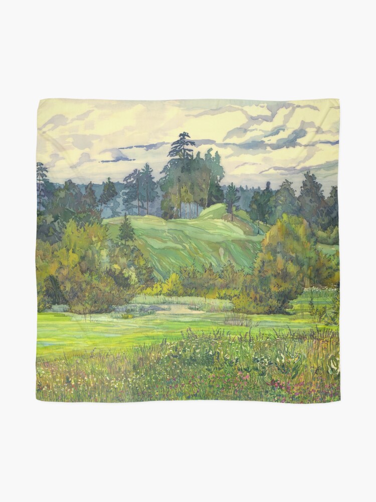 Alternate view of Pines painting watercolor Scarf
