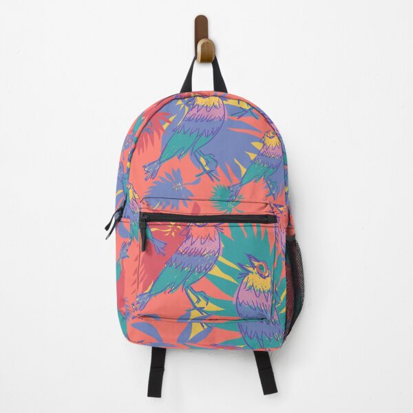 Item preview, song birds in tropical jungle colorful orrange pattern designed and sold by EarthyPlanty.