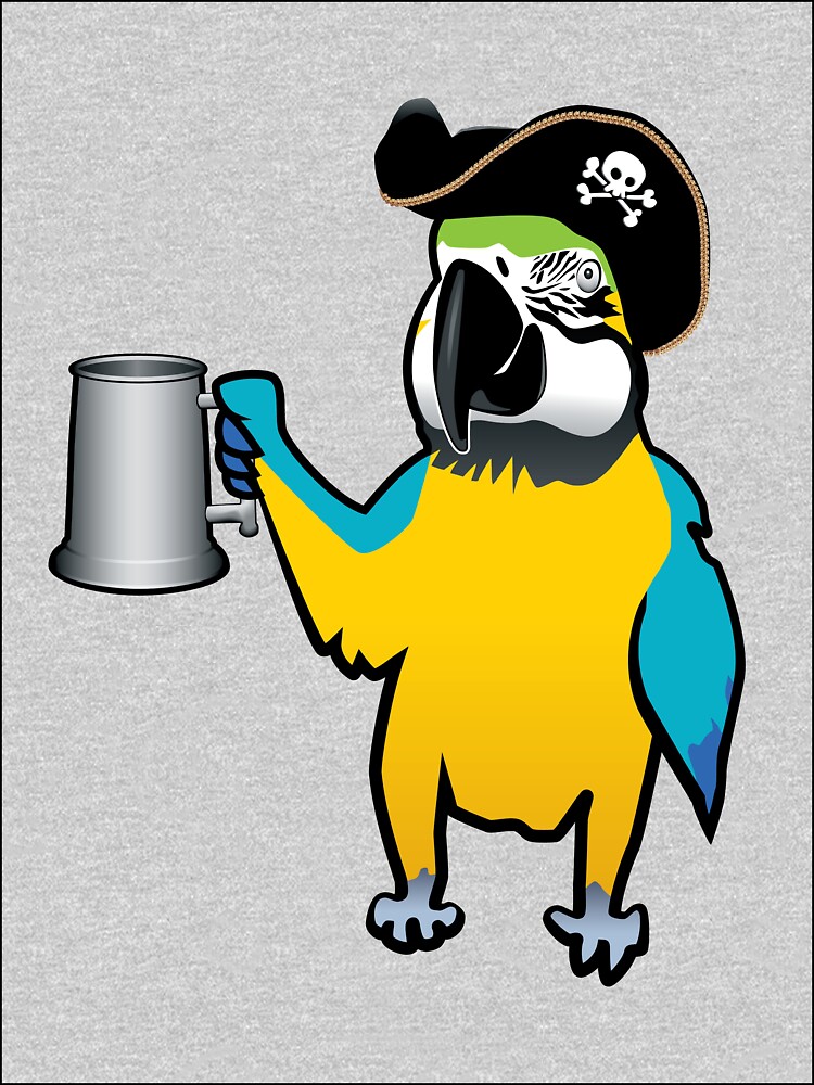 T Shirt Enfant Perroquet Pirate Jaune Avec Une Chope Par Divebargraphics Redbubble