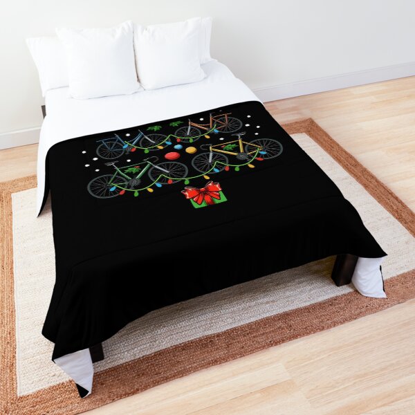 Bicycle Christmas Tree Riding Bike Trips Bicyclist Comforter