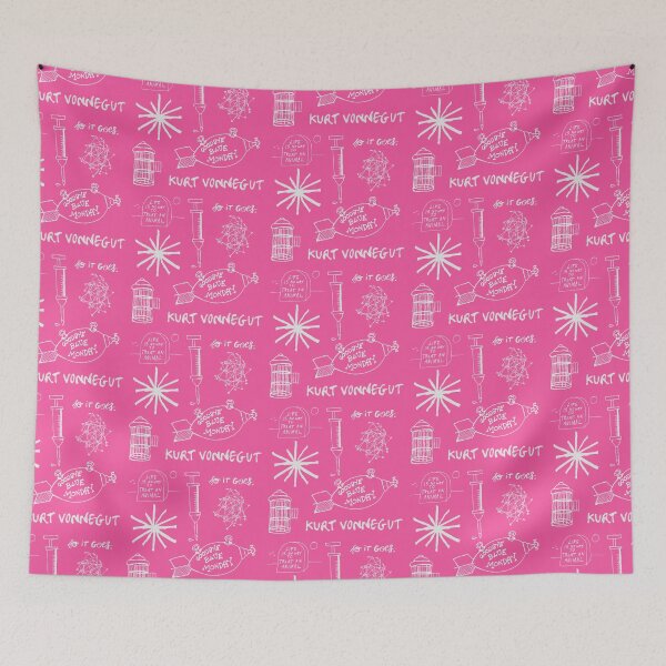 Item preview, Ode to Vonnegut -- Pattern -- White/Fuchsia designed and sold by BananaSpaghetti.