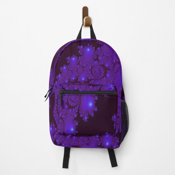 Blue and Black Spiral Fractal Patterns Backpack