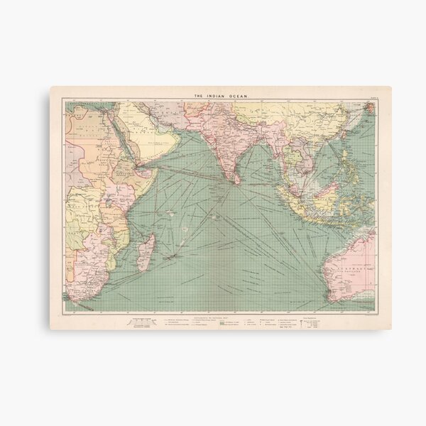 Item preview, Vintage Indian Ocean Map (1905) designed and sold by BravuraMedia.