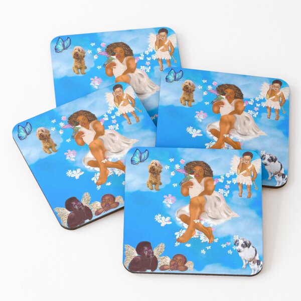 Item preview, Afro Renaissance angels and dogs designed and sold by Artonmytee.